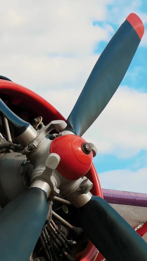 Retro airplane propeller closeup view Stock Footage 320772544