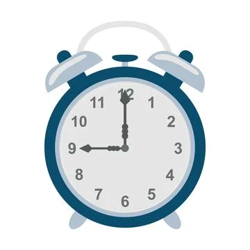 Retro alarm clock in flat design. Round shape clock with morning bell. Vect.. Stock Illustration
