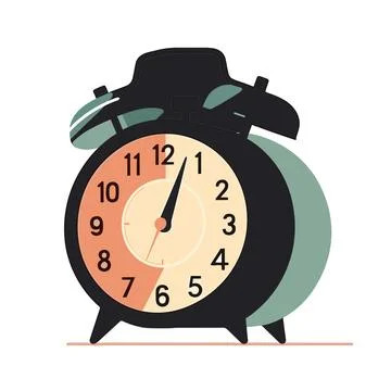 Retro alarm clock icon in flat style. Alarm clock vector illustration. Stock Illustration
