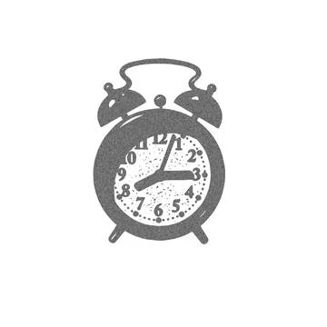 Retro alarm clock illustration with photocopy effect in 80-90s pop art style. イラスト素材