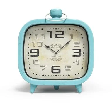 Retro alarm clock isolated on white background 3D rendering Stock Illustration