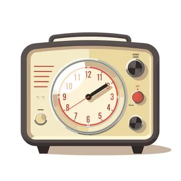 Retro alarm clock. Vector illustration isolated on a white background. Stock Illustration