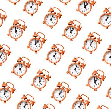 Retro alarm clocks pattern. Time background with alarmclocks Foto stock