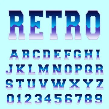 Retro alphabet font template Stock Illustration