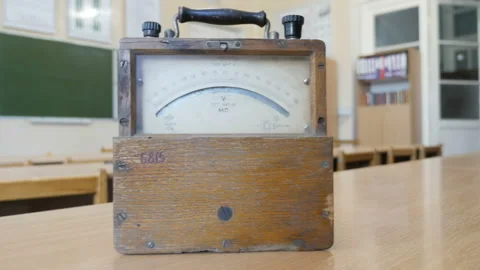 Retro ammeter or voltmeter for measure of electric low current or voltage values Video stock 92155952