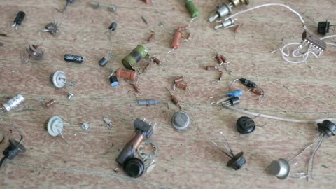 Retro Analog  Electronics Components Stock Footage 98997719