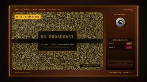 Retro analog television interface with gold static and control panel Stock Footage 347787801
