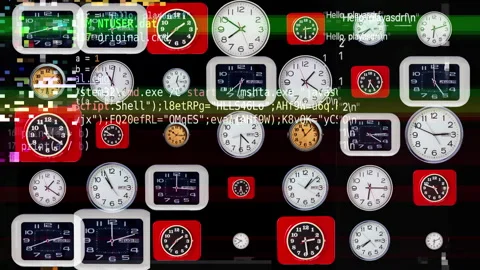 Retro analogue clocks in stop motion Stock Footage 283904381