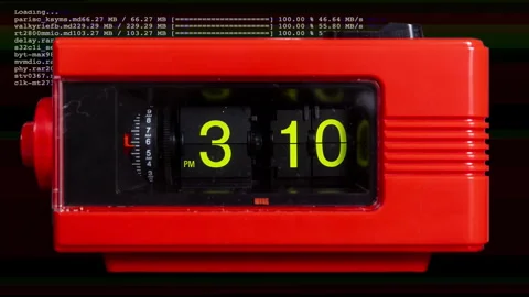 Retro analogue flip clock in stop motion Stock Footage 283764965