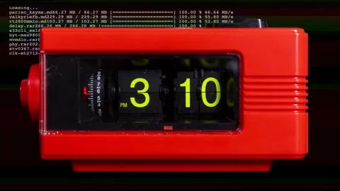Retro analogue flip clock in stop motion Stock Footage 283765111