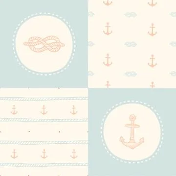 Retro anchor pattern set. Stock Illustration