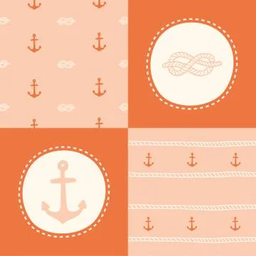Retro anchor pattern set. Stock Illustration