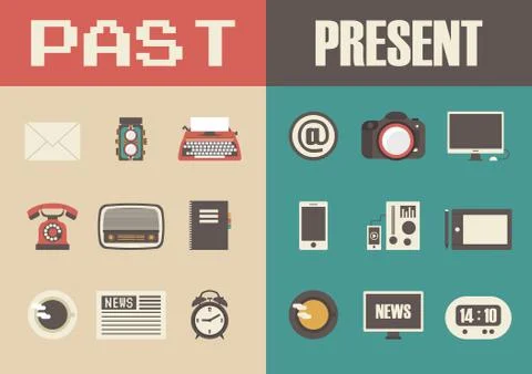 Retro and modern technology 스톡 일러스트