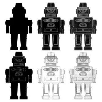 Retro Android Robot Invention Vector Stock Illustration