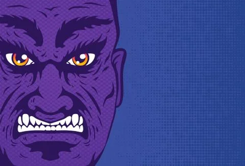 Retro angry man portrait in comics style. Stock-Illustration