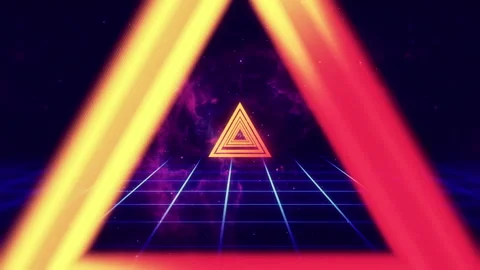 Retro animation of triangles and lightning bolts with 80s style background. Stock Footage 147288003