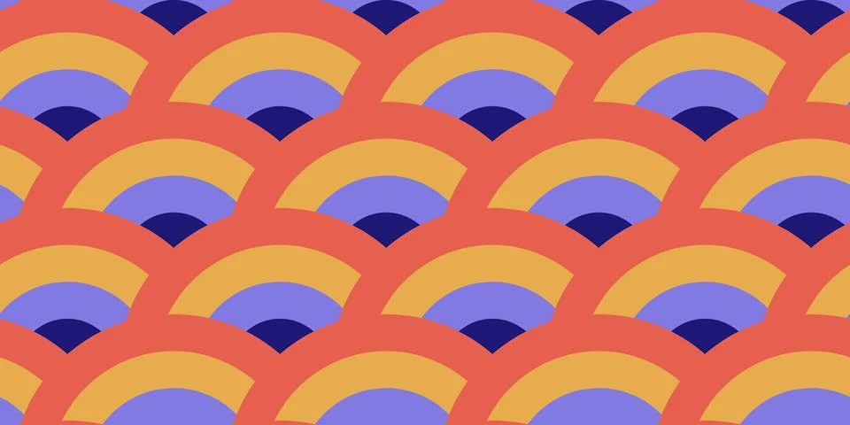 Retro arc ornament seamless pattern. Oriental semi circles background. Vintage Stock Illustration