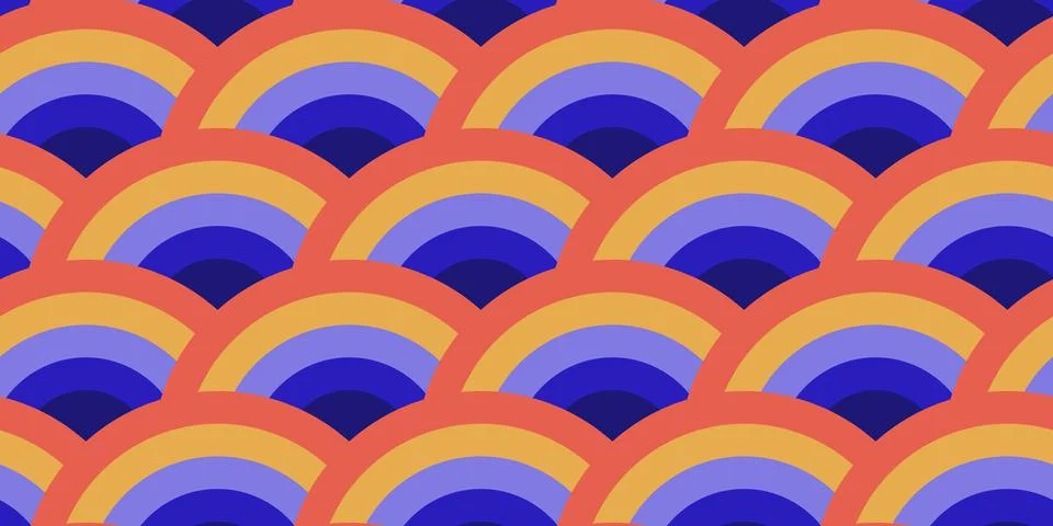 Retro arc ornament seamless pattern. Oriental semi circles background. Vintage Stock Illustration