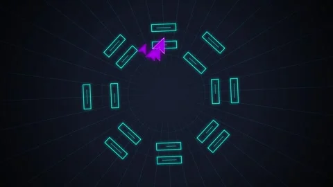 Retro Arcade Game Abstract Geometric Pattern with Neon Arrow Cursor Animation Stock Footage 348231633