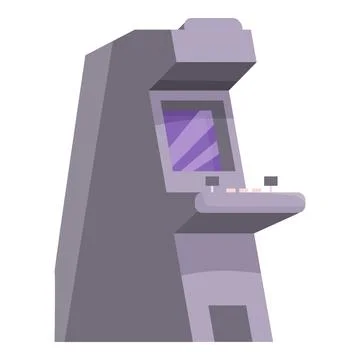 Retro arcade game console standing upright with screen Ilustración de archivo