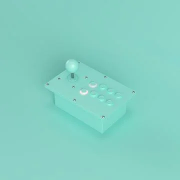 Retro arcade game controller on bright green background in pastel colors Stock Illustration