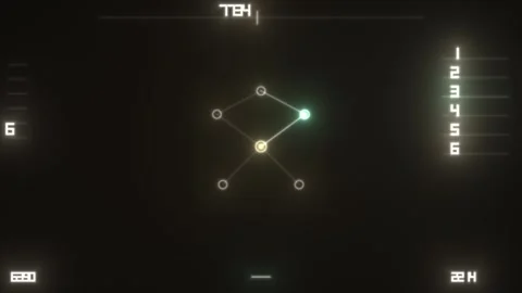Retro arcade game display showing geometric shapes and Stock Footage 338332355