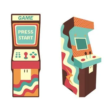 Retro arcade game machine from the 90s. Vector illustration. イラスト素材