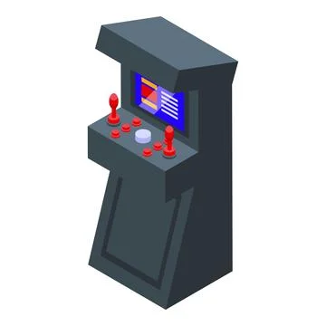 Retro arcade game machine displaying colorful pixels イラスト素材