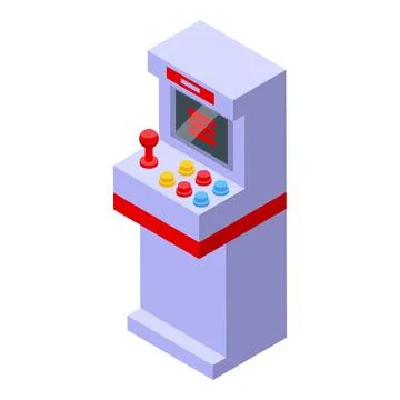 Retro arcade game machine displaying colorful screen Stock Illustration