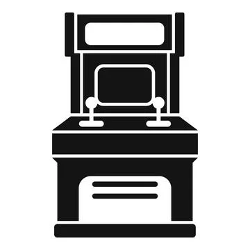 Retro arcade game machine displaying playing screen Illustrazione stock