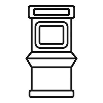 Retro arcade game machine displaying pixelated game interface Stock Illustration