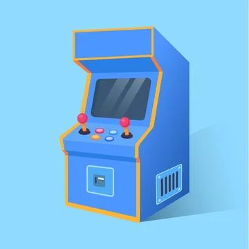 Retro Arcade Game Machine Isolated on Blue Background Illustrazione stock