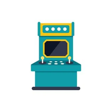 Retro arcade game machine with joysticks and buttons, playing entertainment Stock Illustration