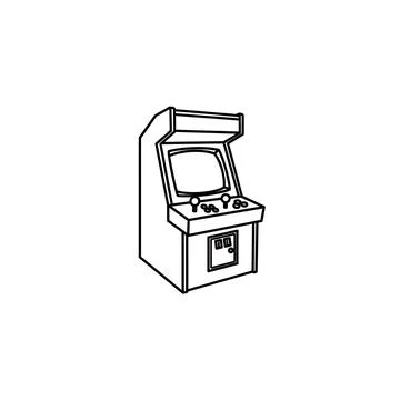 Retro arcade game machine outline icon, classic entertainment Stock Illustration