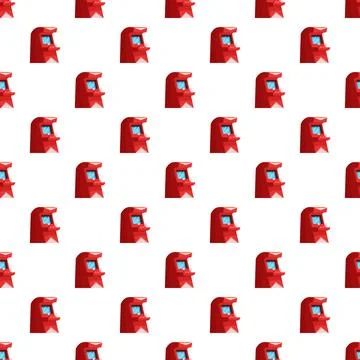 Retro arcade game machine repeating seamless pattern Stock Illustration