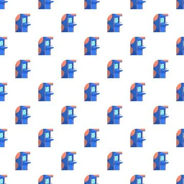Retro arcade game machine seamless pattern background Illustrazione stock