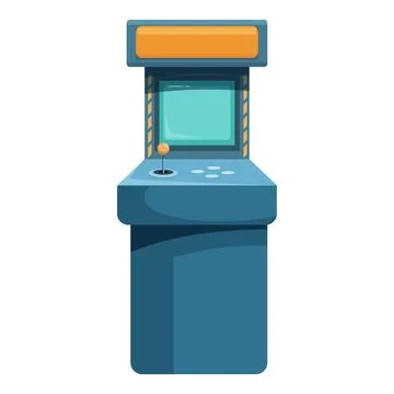 Retro arcade game machine standing with joystick and buttons Illustrazione stock