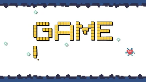 Retro Arcade Game Over Text Animation with Pixelated Alien Characters Stock Footage 334909730