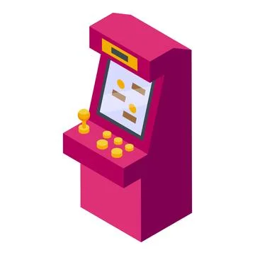 Retro arcade game showing playing screen isometric view Stock Illustration