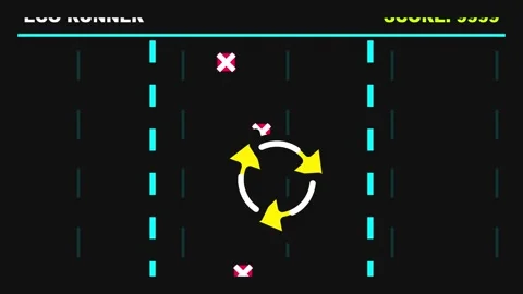 Retro Arcade Game Ui with Player Avoiding Red X Obstacles in a Minimalist 2.. Video stock 347067299