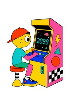 Retro Arcade Gaming Stock Illustration