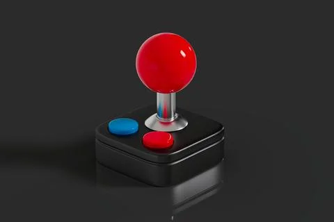Retro arcade joystick controller with red ball and buttons イラスト素材