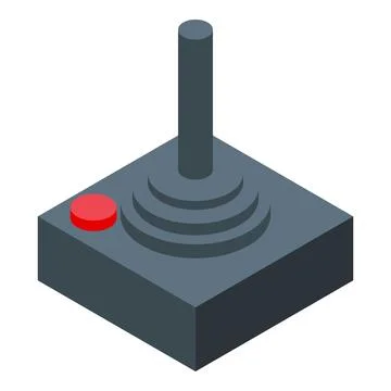 Retro arcade joystick with red button isometric illustration Stock Illustration