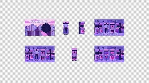 Retro arcade loading 404 error urban scenes cartoon animation pack Stock Footage 345049464