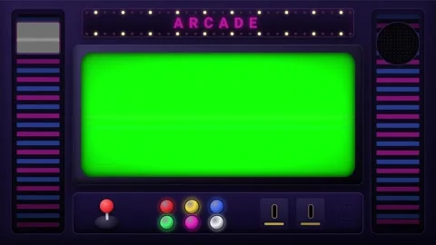 Retro arcade loop machine cabinet with green screen, chroma key monitor 動画素材 348059290