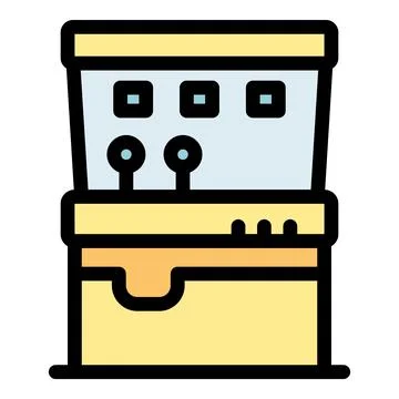 Retro arcade machine displaying gaming interface with joysticks and buttons Stock Illustration