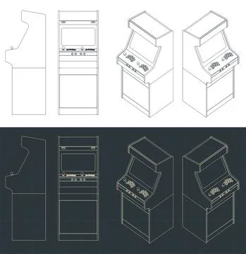 Retro arcade machine drawings Stock Illustration