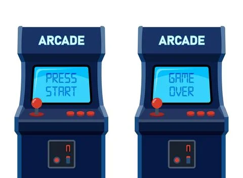 Retro arcade machine icon in flat style. Gaming console vector illustration.. Stock Illustration