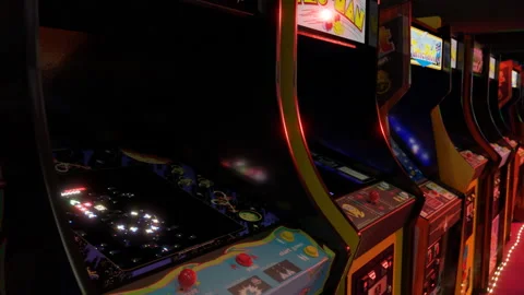 Retro Arcade Machines Corridor Rendering Stock Footage 173191180