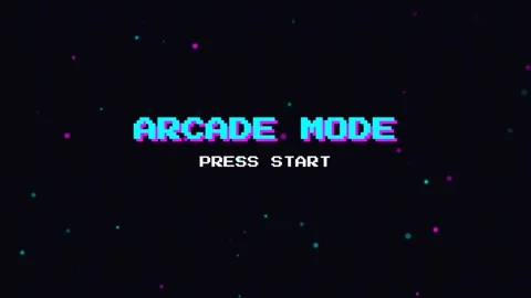 Retro Arcade Mode Start Screen Background Loop, Neon Pixel Style Stock Footage 336879593